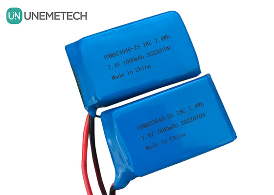 2S LiPo-Batterie mit hoher Entladungsrate / 18C Lithium-Polymer-Batterie 7,4v 1000mah 823048