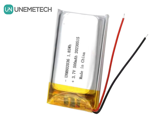 UNEMETECH 3.7V Li-Ionen-Polymer-Batterie 500mAh Lithium-Polymer-Batterie 802036 1,85Wh LiPo-Batterie
