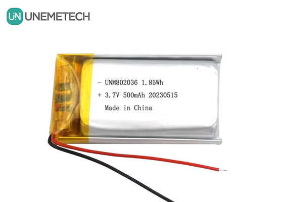 UNEMETECH 3.7V Li-Ionen-Polymer-Batterie 500mAh Lithium-Polymer-Batterie 802036 1,85Wh LiPo-Batterie