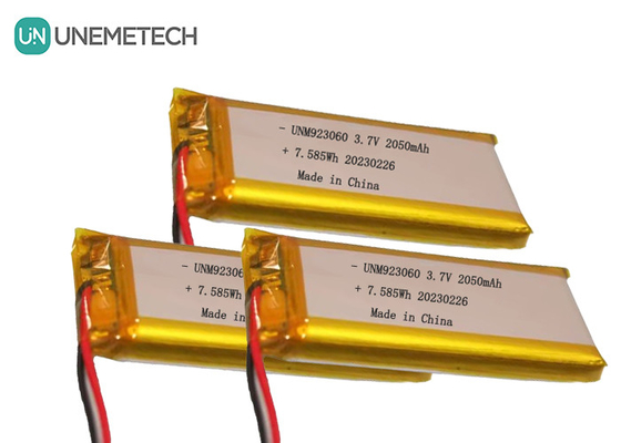 Individuell angepasste Lipo-Batteriepackung mit langer Lebensdauer 3.7V 2050mAh 923060 für digitale Produkte