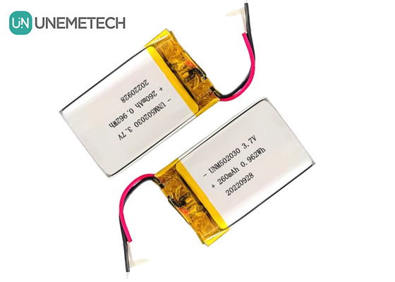 Wiederaufladbare Lipo-Batterien 502030 / 3.7V 260mAh Kleine kundenspezifische Lithium-Polymer-Batterie