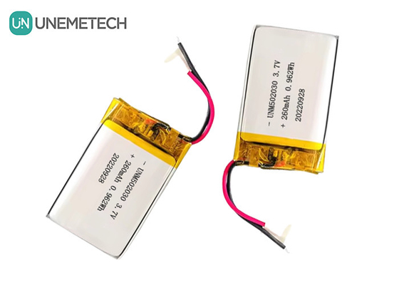 Wiederaufladbare Lipo-Batterien 502030 / 3.7V 260mAh Kleine kundenspezifische Lithium-Polymer-Batterie