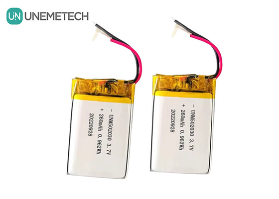 Wiederaufladbare Lipo-Batterien 502030 / 3.7V 260mAh Kleine kundenspezifische Lithium-Polymer-Batterie