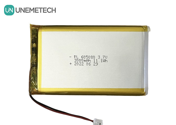 3.7V 3000mAh wiederaufladbare Li-Ionen-Batterie 605080 mit PCB und Drahtanschluss für Elektronik
