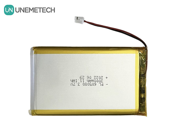 3.7V 3000mAh wiederaufladbare Li-Ionen-Batterie 605080 mit PCB und Drahtanschluss für Elektronik