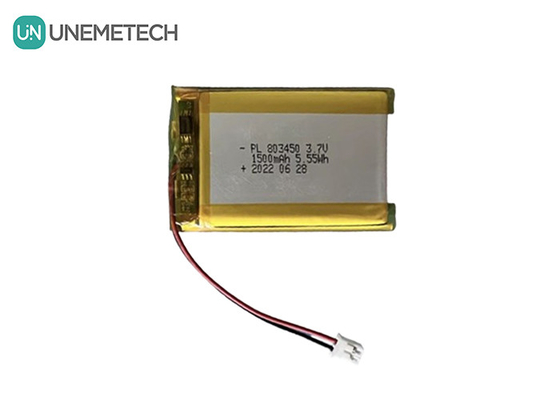 UNEMETECH 1.5A Wiederaufladbare Li-Polymer-Batterie 803450 / 3.7V 1500mAh Lithium-Ionen-Polymer-Batterie