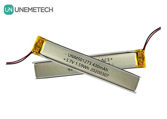 5.0*12.0*73.0mm Lithium-Polymer-Batterie / 3.7V 430mAh 501273 Dünne Lipo-Batterie für Bluetooth-Geräte
