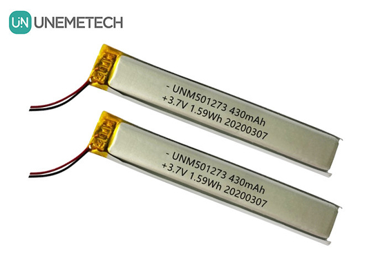 5.0*12.0*73.0mm Lithium-Polymer-Batterie / 3.7V 430mAh 501273 Dünne Lipo-Batterie für Bluetooth-Geräte