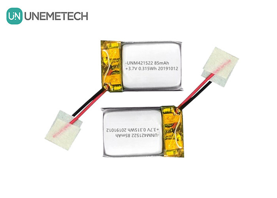 85mAh 3,7V Kleine Lithium-Polymer-Batterie 421522 Wiederaufladbar mit PCM und Blei Draht