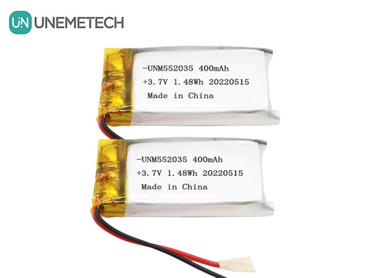 3.7V wiederaufladbare Lithium-Ionen-Polymer-Batterie 552035 400mAh Li-Po-Batterie für drahtlose Geräte