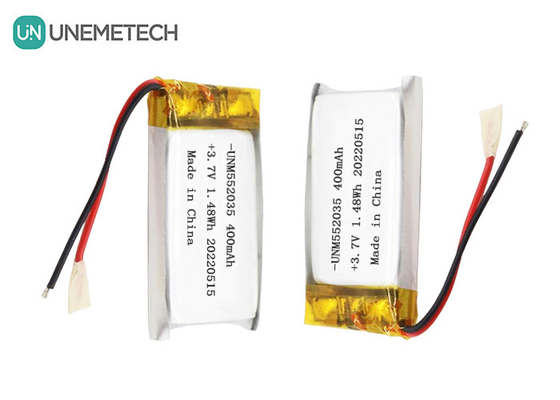 3.7V wiederaufladbare Lithium-Ionen-Polymer-Batterie 552035 400mAh Li-Po-Batterie für drahtlose Geräte
