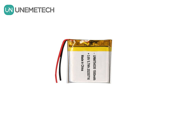 4.35V Lipo-Hochvoltbatterien 754335 3.8V 1500mAh Wiederaufladbare Polymer-Lithiumbatterien