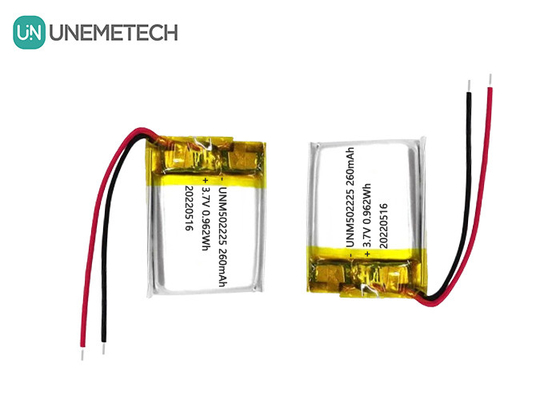3.7V wiederaufladbare Lithium-Polymer-Ionen-Batterie 502225 260mAh für drahtlose Sensoren