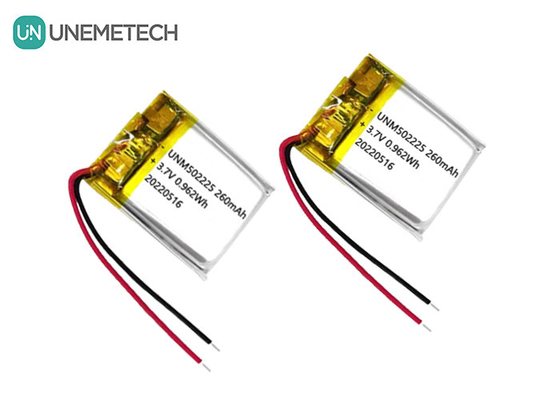 3.7V wiederaufladbare Lithium-Polymer-Ionen-Batterie 502225 260mAh für drahtlose Sensoren