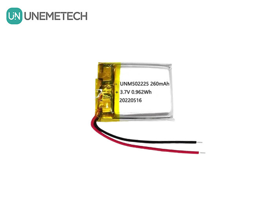 3.7V wiederaufladbare Lithium-Polymer-Ionen-Batterie 502225 260mAh für drahtlose Sensoren