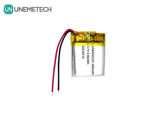 3.7V wiederaufladbare Lithium-Polymer-Ionen-Batterie 502225 260mAh für drahtlose Sensoren