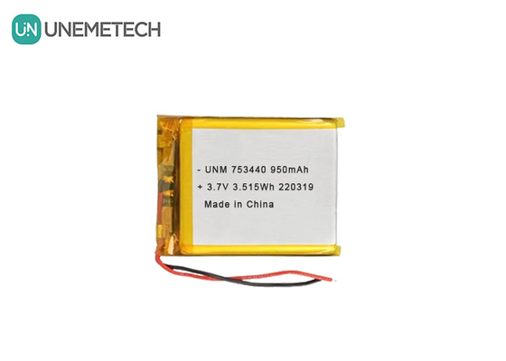 3.7V Lithium-Polymer-Batterie 950mAh 753440 Taschenbatterie für Miniaturkamera