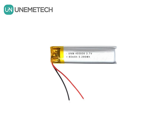 3.7V 80mAh 400930 Custom Lithium Polymer Batterie Niedriggewicht für elektronische Kerzen
