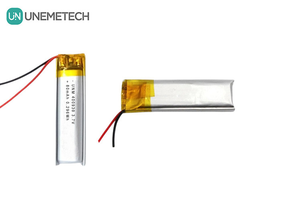 3.7V 80mAh 400930 Custom Lithium Polymer Batterie Niedriggewicht für elektronische Kerzen