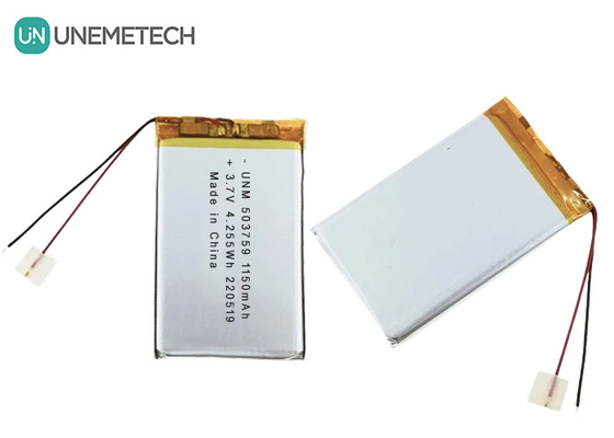 3.7V 1150mAh 503759 Benutzerdefinierte Lipo-Polymer-Wiederaufladbare Batterie für den Recorder