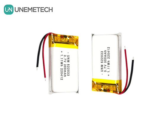 3.7V 300mAh 522033 Flexible Li-Ionen-Polymerbatterie für Smart Watches