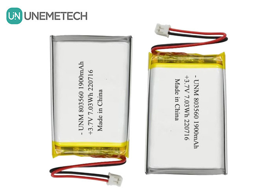 Wiederaufladbare flexible Lithium-Polymer-Batterie 3.7V 1900mAh 803560 für Taschenlampen