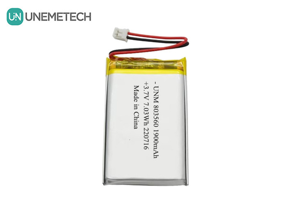 Wiederaufladbare flexible Lithium-Polymer-Batterie 3.7V 1900mAh 803560 für Taschenlampen