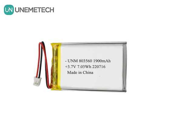 Wiederaufladbare flexible Lithium-Polymer-Batterie 3.7V 1900mAh 803560 für Taschenlampen