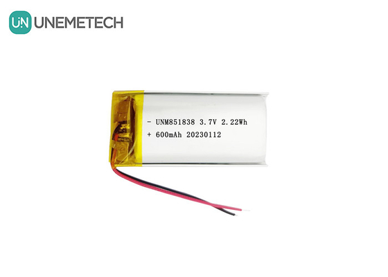 600mAh wiederaufladbare Li-Polymer-Batterie 851838 3,7V benutzerdefinierte Lipo-Batterie