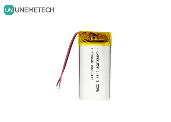 600mAh wiederaufladbare Li-Polymer-Batterie 851838 3,7V benutzerdefinierte Lipo-Batterie