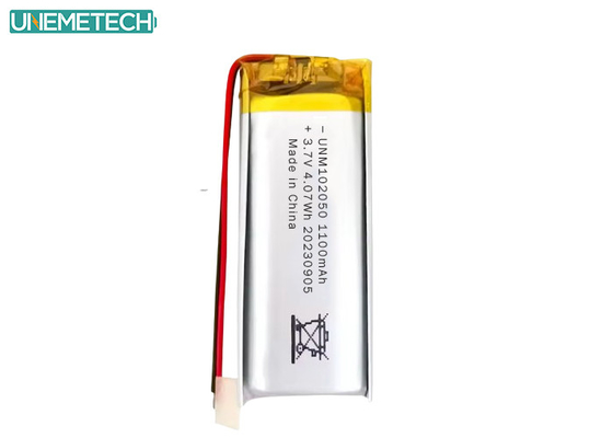Benutzerdefinierte Lipo-Batterie 102050 3,7 V 1100mAh Li-Polymer-Batteriepack mit CE-Zulassung