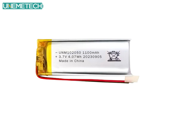 Benutzerdefinierte Lipo-Batterie 102050 3,7 V 1100mAh Li-Polymer-Batteriepack mit CE-Zulassung