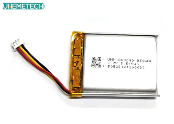 3.7V 950mAh 803040 Polymer Lithium-Ionen-Batterie mit Molex51021-3P für Außenelektronik