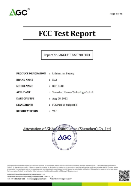 China Shenzhen Uneme Technology Co.,Ltd zertifizierungen